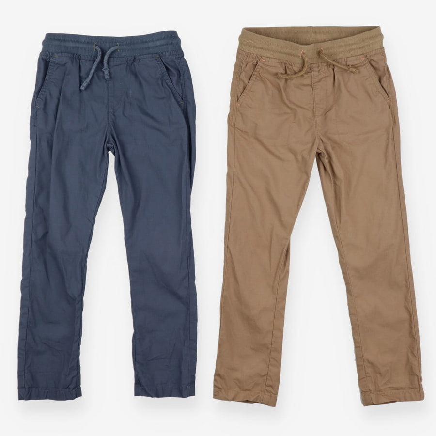 Pull On Pure Cotton Ripstop Trousers 2 Pack