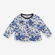 Cardigan jersey blue flowers pink touches