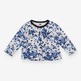 Cardigan jersey blue flowers pink touches