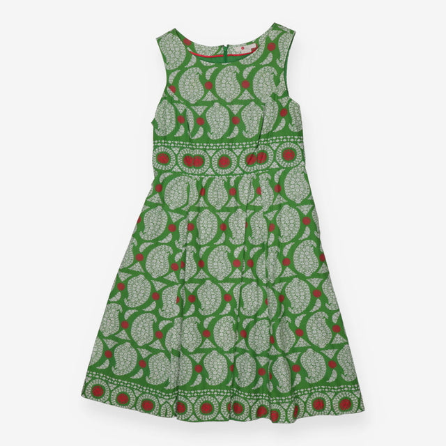 Sleeveless Green Woven Dress