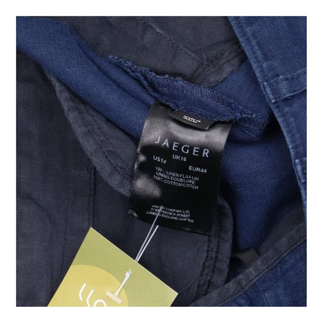 Linen Trousers Navy Cropped Wide Leg Tailored