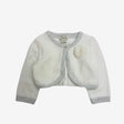 White cropped cardi with silver trim