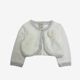 White cropped cardi with silver trim