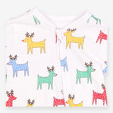 Sleepsuit White Zipped - Bright Spotty Reindeers