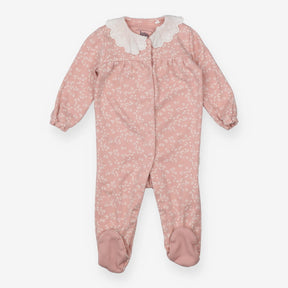 Light Pink Flower Sleepsuit Frill Collar