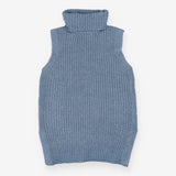 Ribbed Turtleneck Tank, Blue Knit