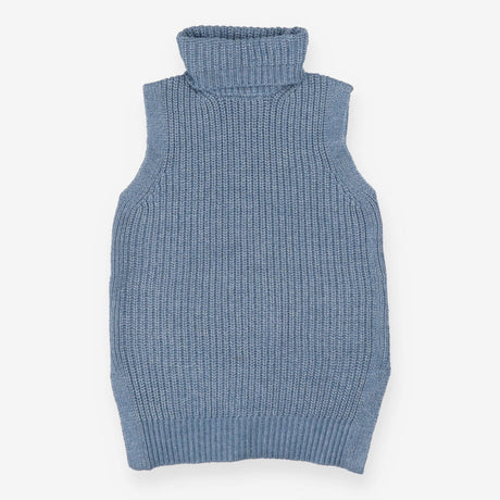 Ribbed Turtleneck Tank, Blue Knit