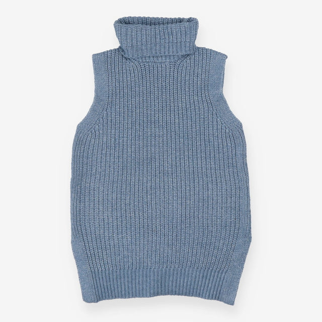Ribbed Turtleneck Tank, Blue Knit