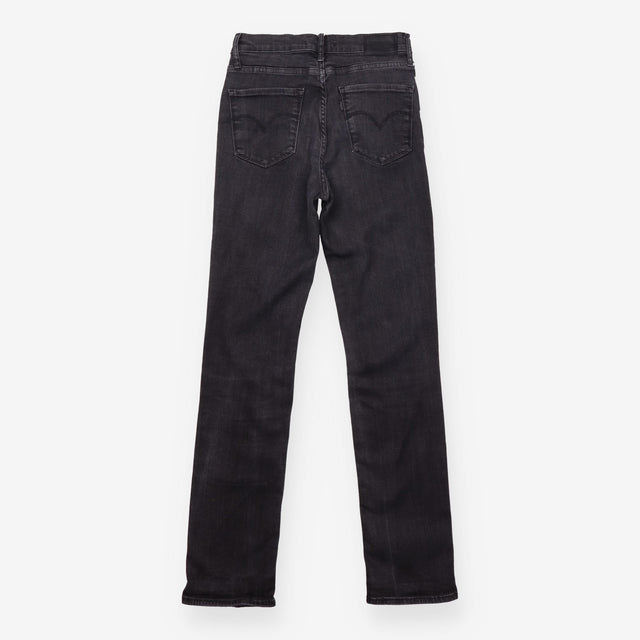 Straight Jeans Washed Black High Rise Slim Fit