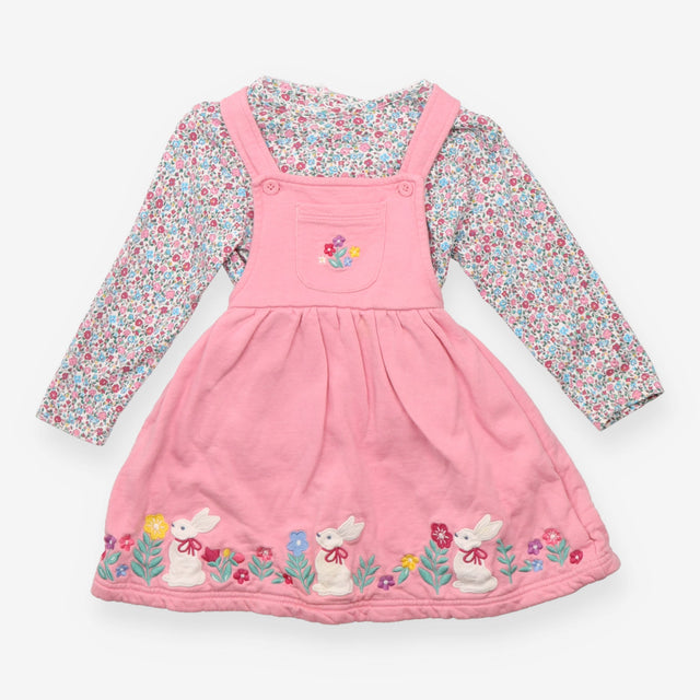 Outfit pinafore pink rabbits and T-shirt long slee