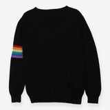 Black knit glitter rainbow crew neck sweater