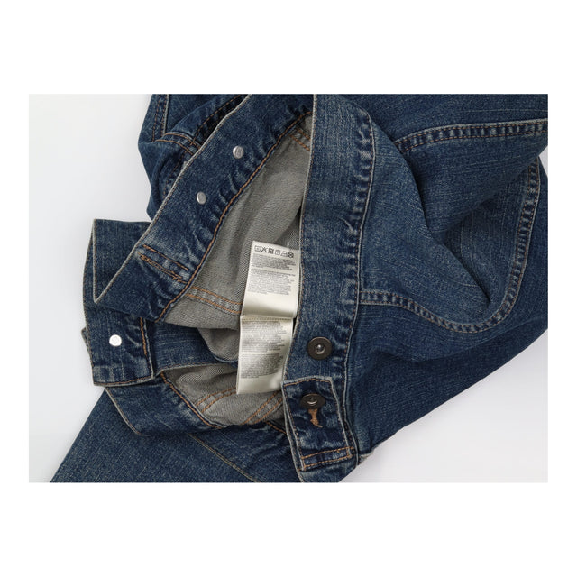 Mid Blue Wash Stretch Cotton Button Front Classic 