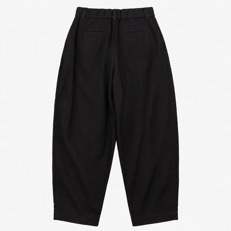Black Linen Viscose Blend Pleated High Waist Trous