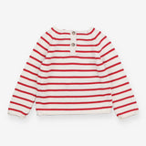 Knit sweater white red striped dinosaur