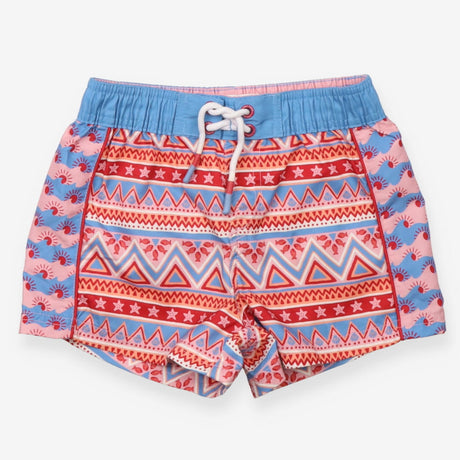 Surf shorts blue and pink with shells and starfish