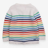 White rainbow striped cardigan wooden button 
