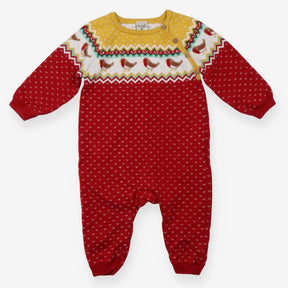 Romper knit red robins