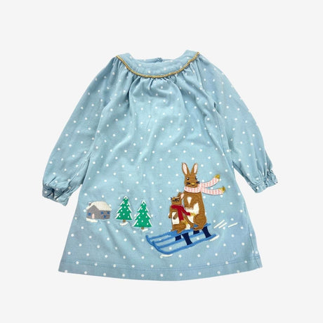 Festive blue sledging bunnies dress