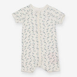White shortie sleepsuit with blue flowers