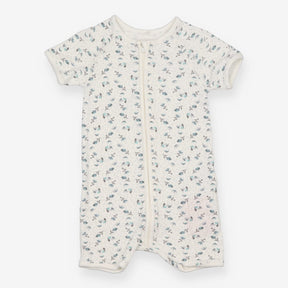 White shortie sleepsuit with blue flowers