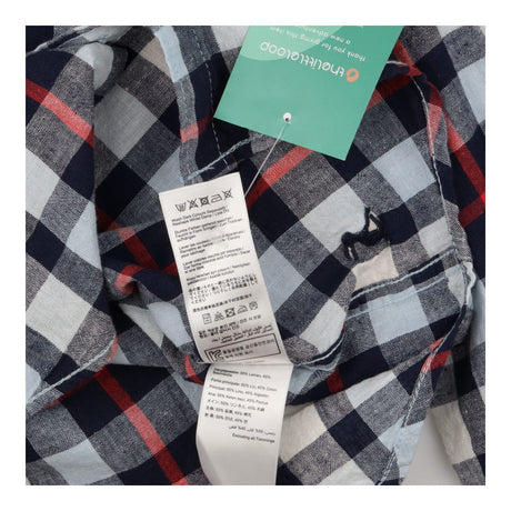 Shirt long sleeve check navy and red