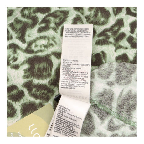 Leopard Print Midi Dress Green Shirred Waist