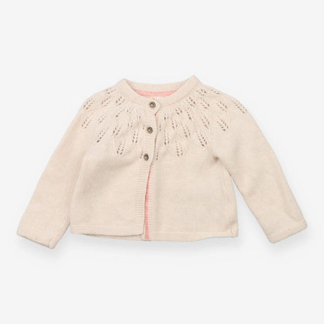 Cardigan cream knit with velour stripe