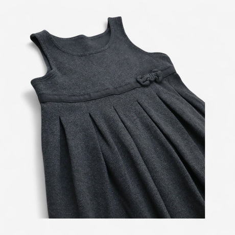 School Pinafore Dress Grey with Bow 2 Pack