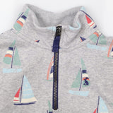Grey Sailboats Half Zip Sweater Grey Collar