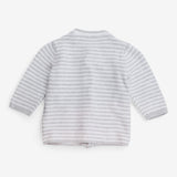 Cardigan Grey and White Stripe