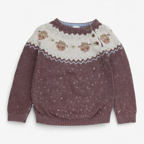 Knitted jumper brown with highland cows