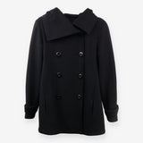Black double breasted maternity coat