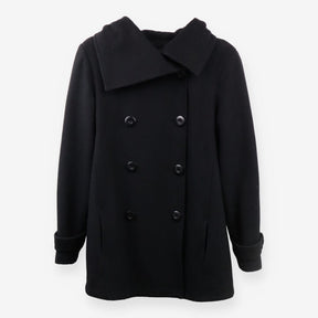Black double breasted maternity coat