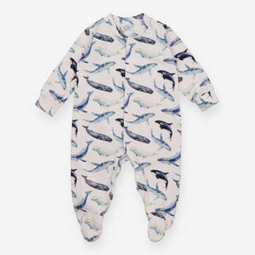 White Sleepsuit with Whales 