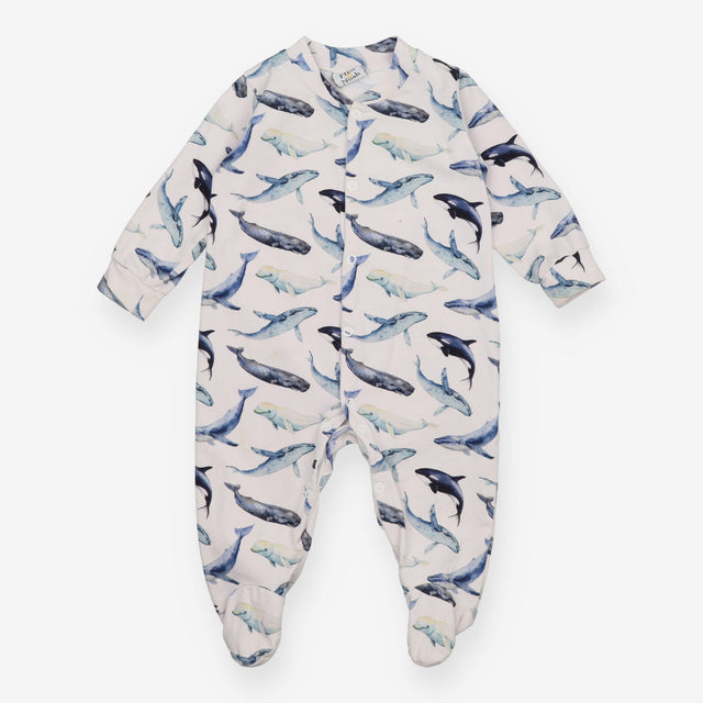 White Sleepsuit with Whales 