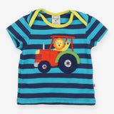 Blue Striped Lion in Tractor T-shirt 