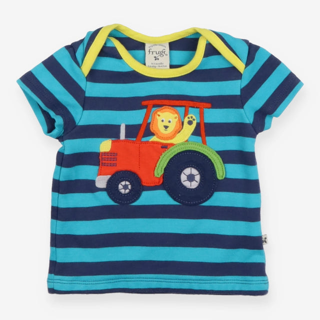 Blue Striped Lion in Tractor T-shirt 