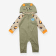 Hooded Jersey Romper Khaki and Leopard Print