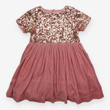 Party Dress Pink Velour with Sequins