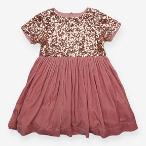Party Dress Pink Velour with Sequins