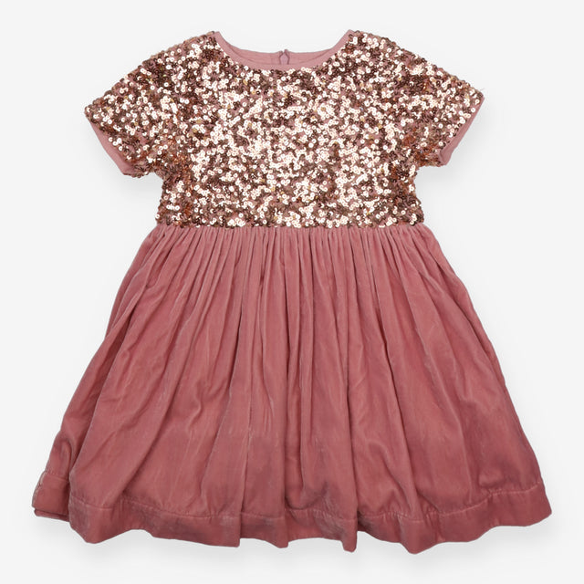 Party Dress Pink Velour with Sequins