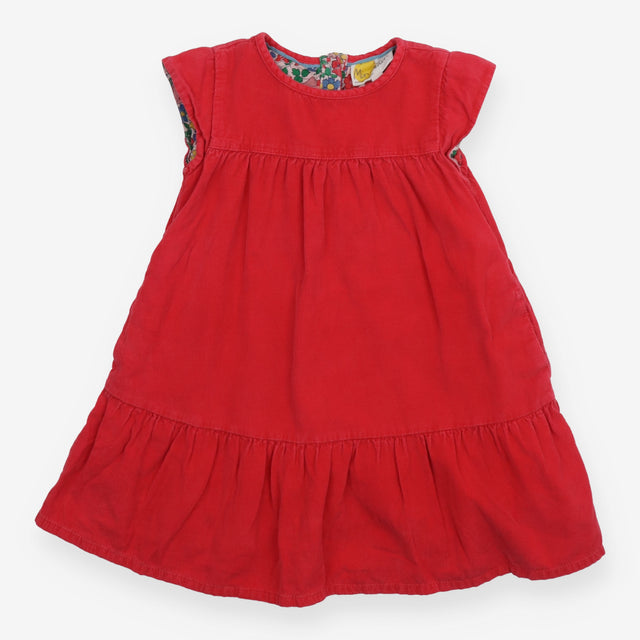 Red Cord Dress with Floral Lining