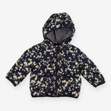 Navy Floral Padded Jacket with Fleece Lining