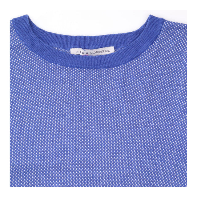 Blue and White Textured Wool-Blend Jumper