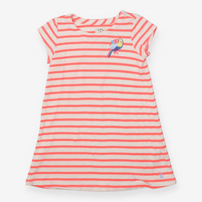 Dress short sleeves orange and white stripe 