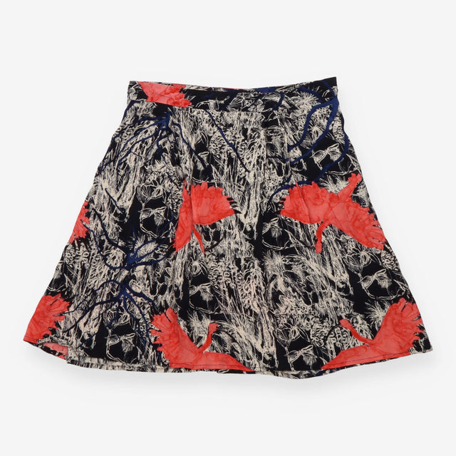 Navy & Pink Floral Printed Viscose Mini Skirt