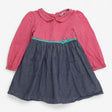 Pink Spotted Dress with Denim Skirt