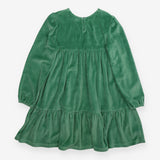 Dress Long Sleeve Tiered Velour Green