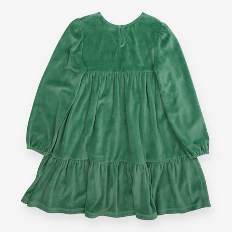 Dress Long Sleeve Tiered Velour Green