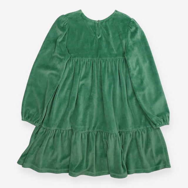 Dress Long Sleeve Tiered Velour Green